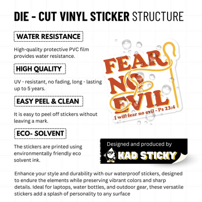 Psalm 23:4 Christian Sticker - Retro I Will Fear No Evil Decal