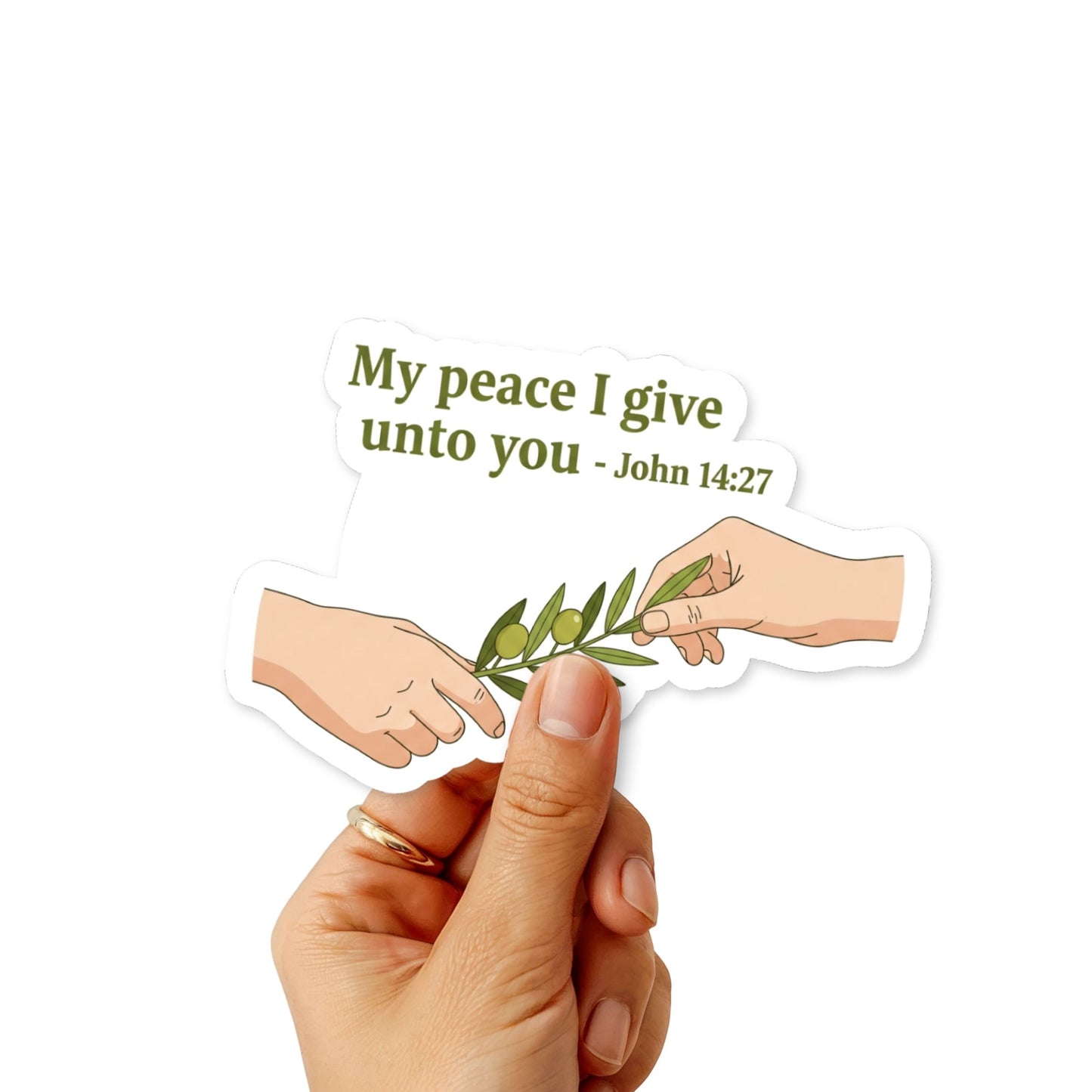 John 14:27 Bible Verse Sticker - Peace Olive Branch Matte Vinyl