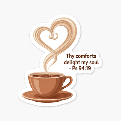 Christian Bible Verse Sticker - Psalm 94:19 Tea Cup Cozy Aesthetic