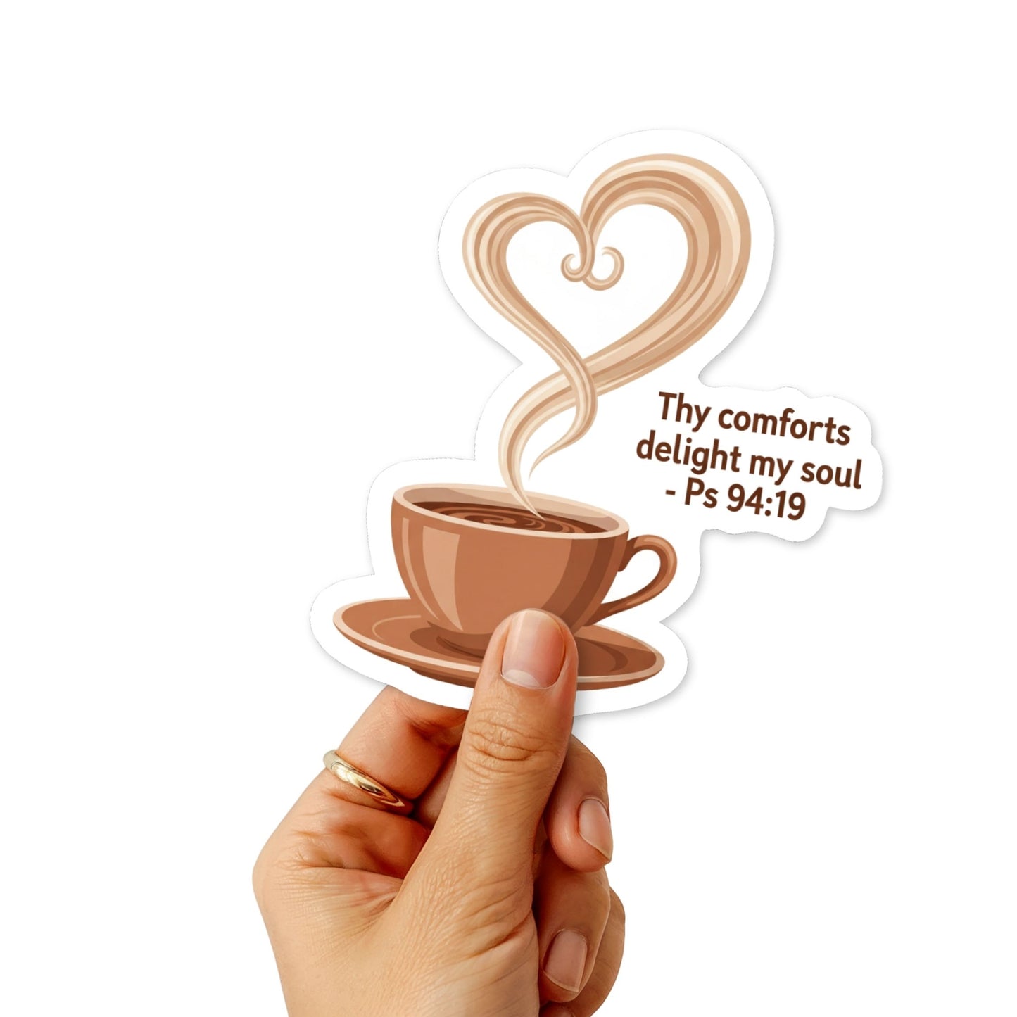 Christian Bible Verse Sticker - Psalm 94:19 Tea Cup Cozy Aesthetic