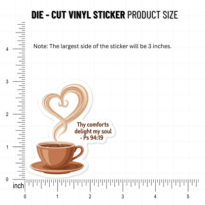 Christian Bible Verse Sticker - Psalm 94:19 Tea Cup Cozy Aesthetic