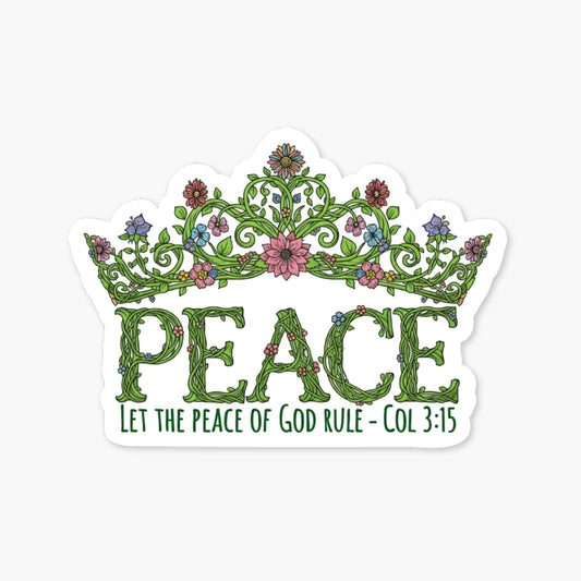 Peace of God Christian Bible Verse Sticker Colossians 3 15 Floral