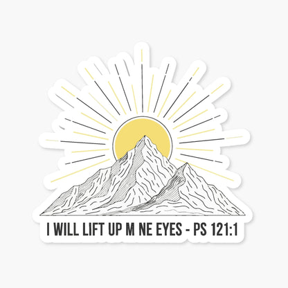 Psalm 121:1 Christian Bible Verse Mountain Sticker - Scandi Art