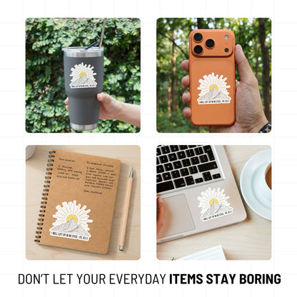 Psalm 121:1 Christian Bible Verse Mountain Sticker - Scandi Art