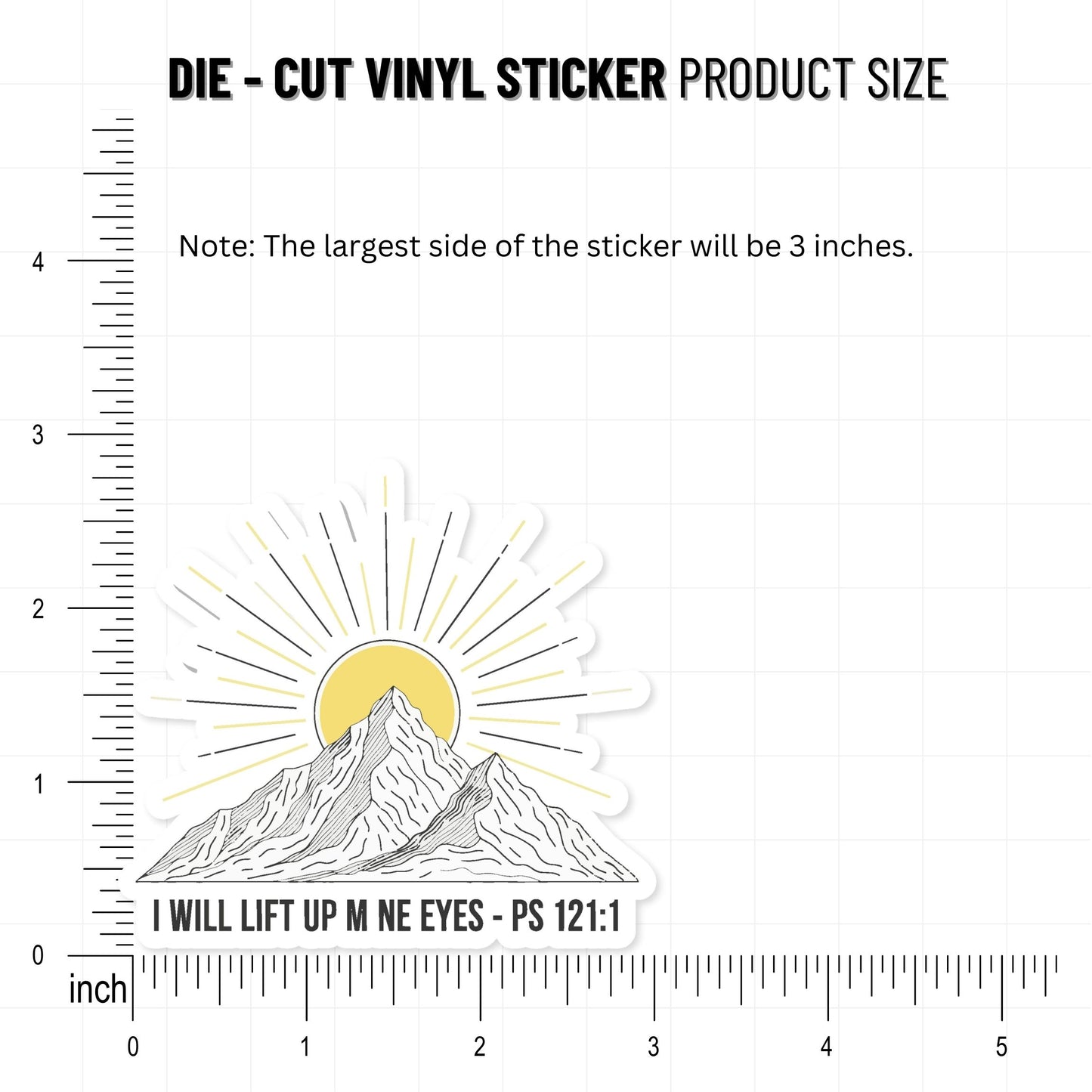 Psalm 121:1 Christian Bible Verse Mountain Sticker - Scandi Art