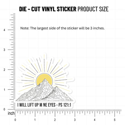 Psalm 121:1 Christian Bible Verse Mountain Sticker - Scandi Art