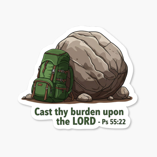 Bible Verse Stickers - Cast Thy Burden Psalm 55:22 Adventure Vinyl