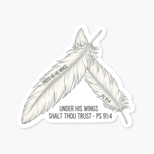 Psalm 91:4 Bible Verse Sticker - Under His Wings Protective Decal