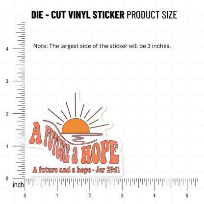 Jeremiah 29:11 Christian Sticker - Retro Future and a Hope Decal