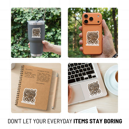 Romans 8 28 Sticker - Vintage Interlocking Heart Gears Faith Vinyl