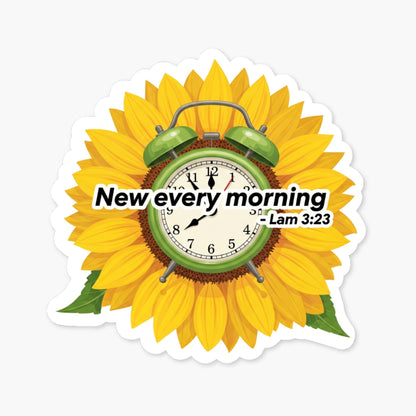 Lamentations 3:23 Sticker - New Every Morning Sunflower Faith Decal