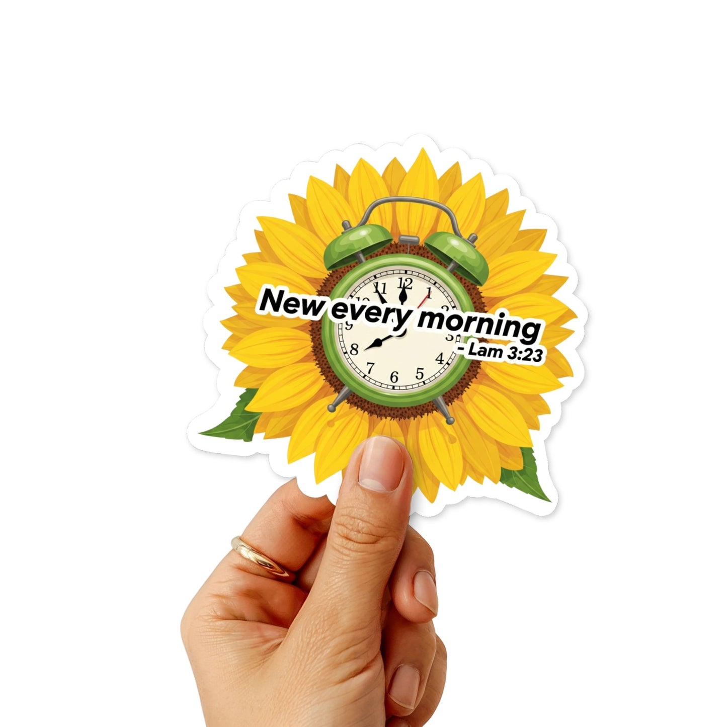 Lamentations 3:23 Sticker - New Every Morning Sunflower Faith Decal
