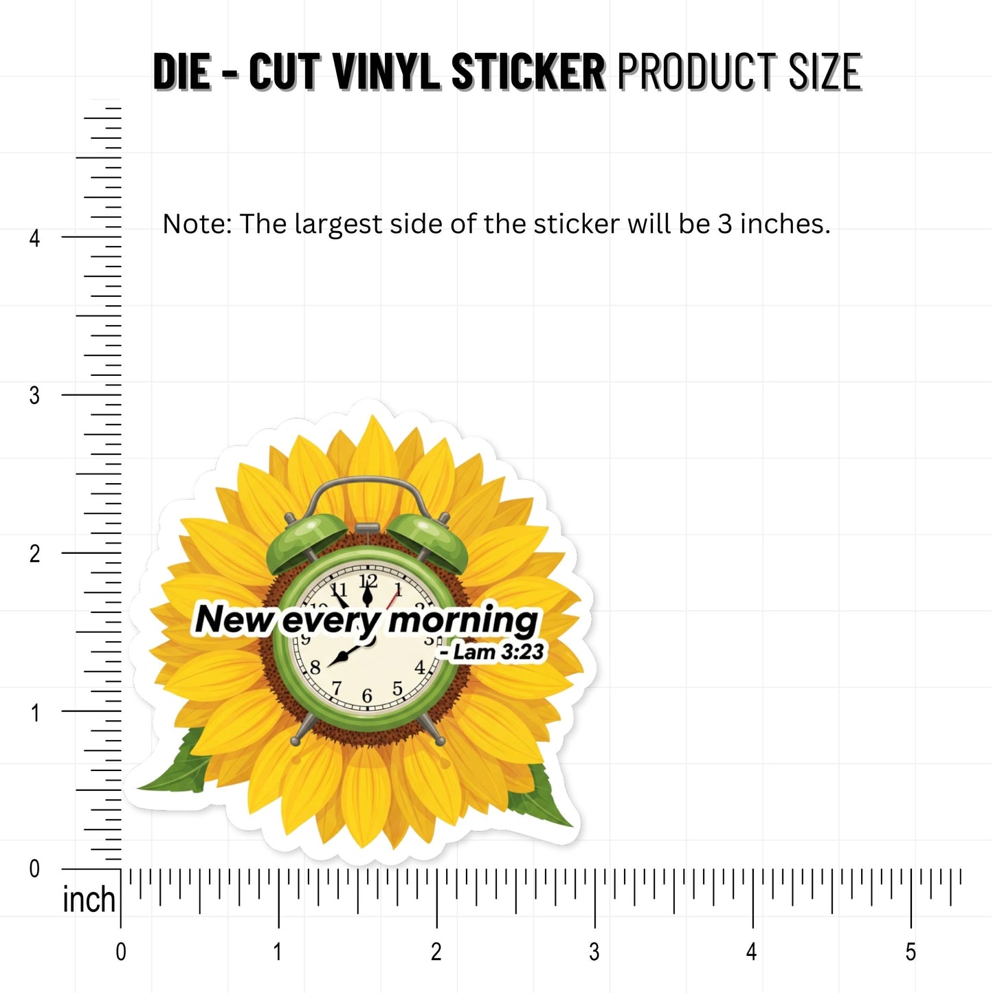 Lamentations 3:23 Sticker - New Every Morning Sunflower Faith Decal