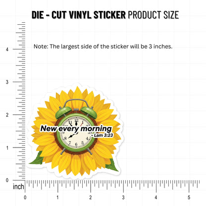 Lamentations 3:23 Sticker - New Every Morning Sunflower Faith Decal