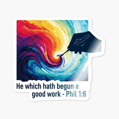 Christian Bible Verse Sticker - Philippians 1:6 Masterpiece Canvas