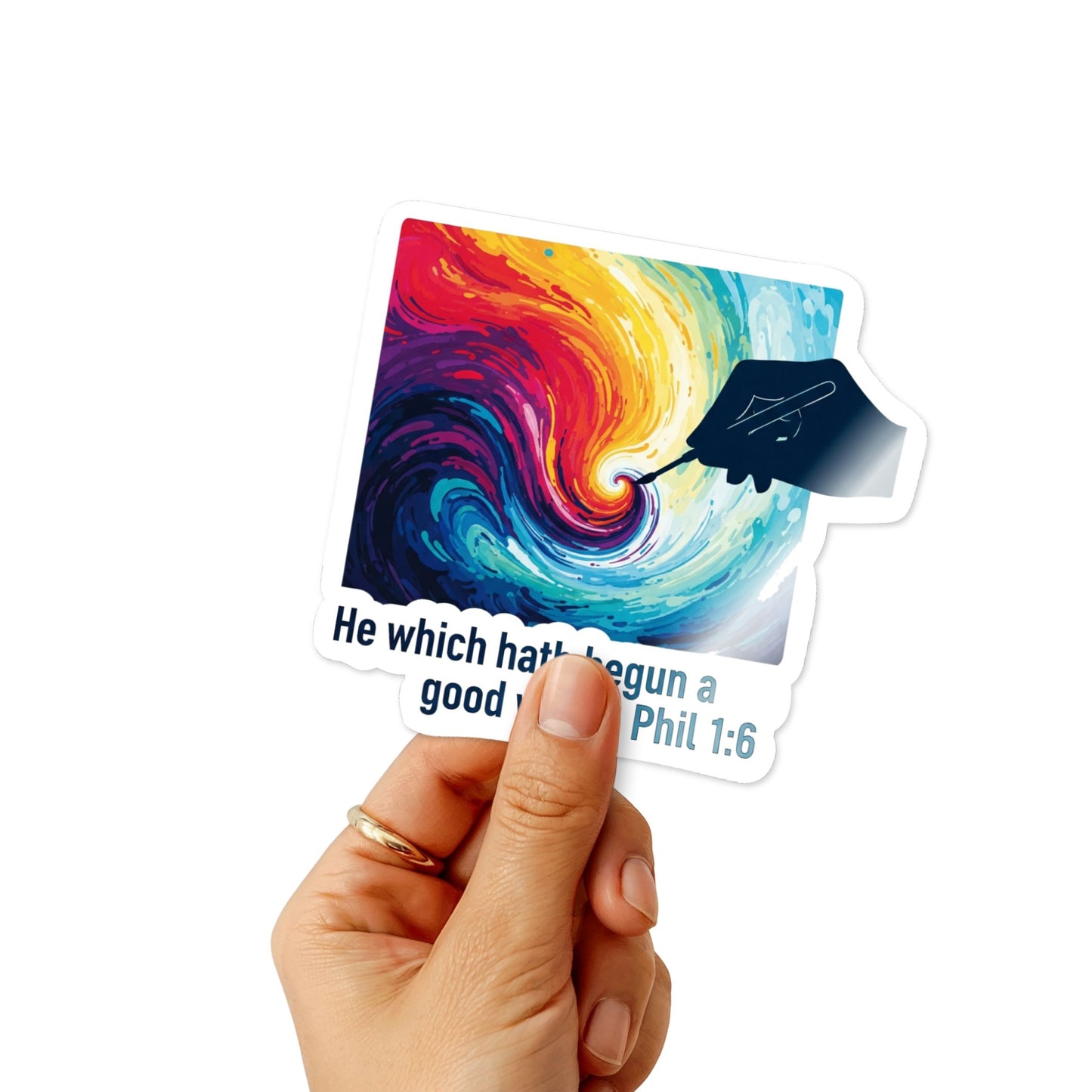 Christian Bible Verse Sticker - Philippians 1:6 Masterpiece Canvas