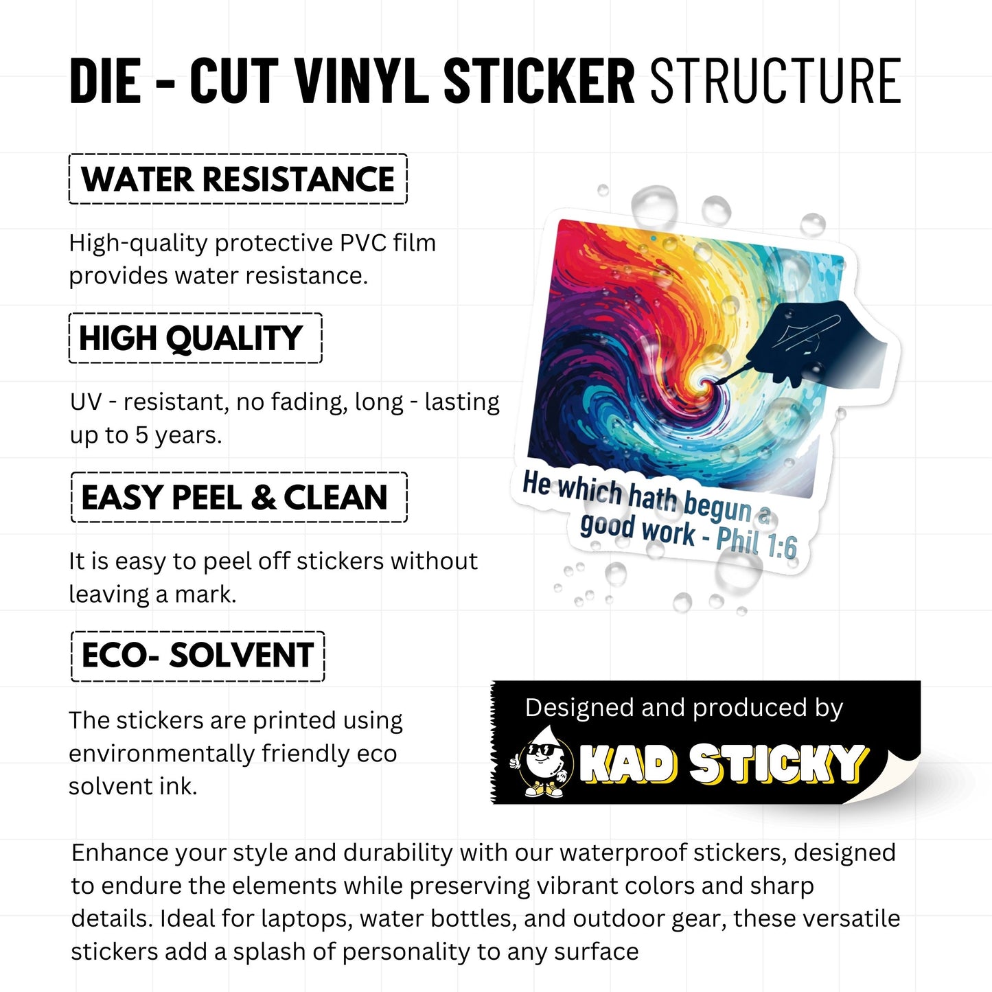 Christian Bible Verse Sticker - Philippians 1:6 Masterpiece Canvas