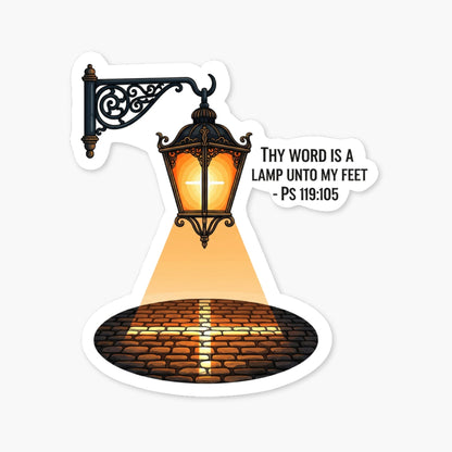 Psalm 119 105 Sticker - Vintage Lantern Bible Verse Decal