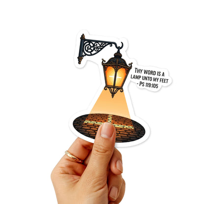 Psalm 119 105 Sticker - Vintage Lantern Bible Verse Decal