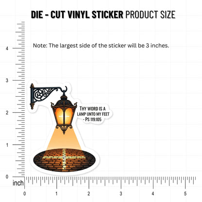 Psalm 119 105 Sticker - Vintage Lantern Bible Verse Decal