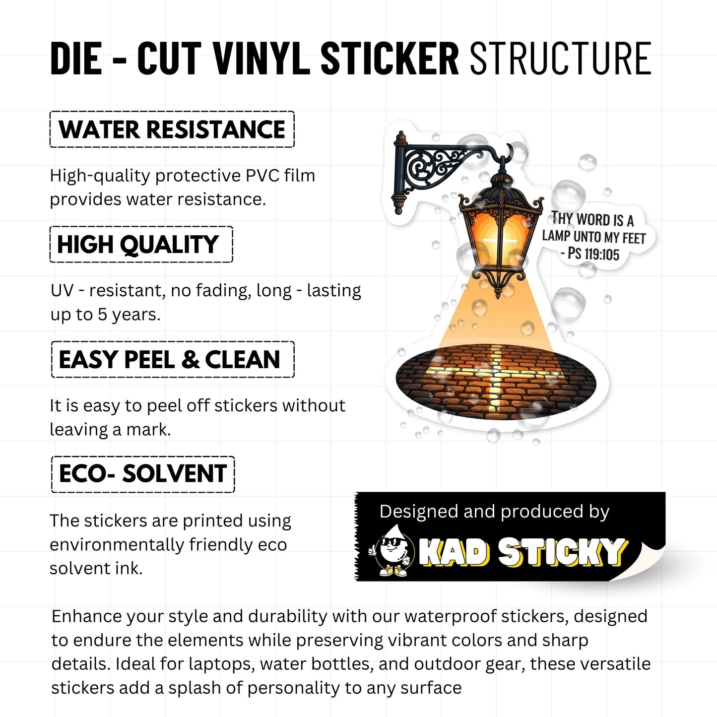 Psalm 119 105 Sticker - Vintage Lantern Bible Verse Decal