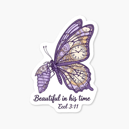 Ecclesiastes 3:11 Christian Bible Verse Sticker - Butterfly Design