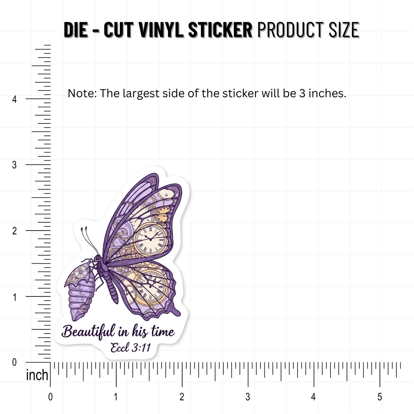 Ecclesiastes 3:11 Christian Bible Verse Sticker - Butterfly Design