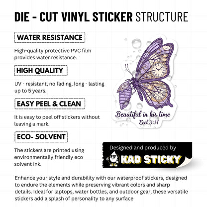 Ecclesiastes 3:11 Christian Bible Verse Sticker - Butterfly Design
