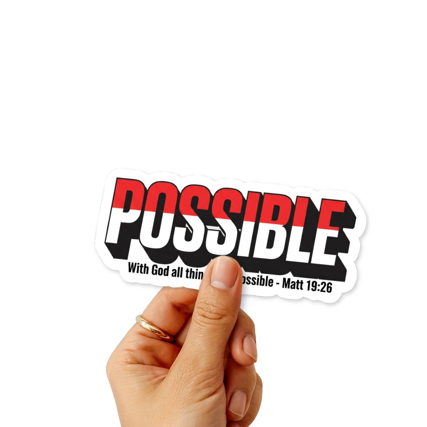 Christian Bible Verse Sticker Matthew 19:26 3D Typography Decal