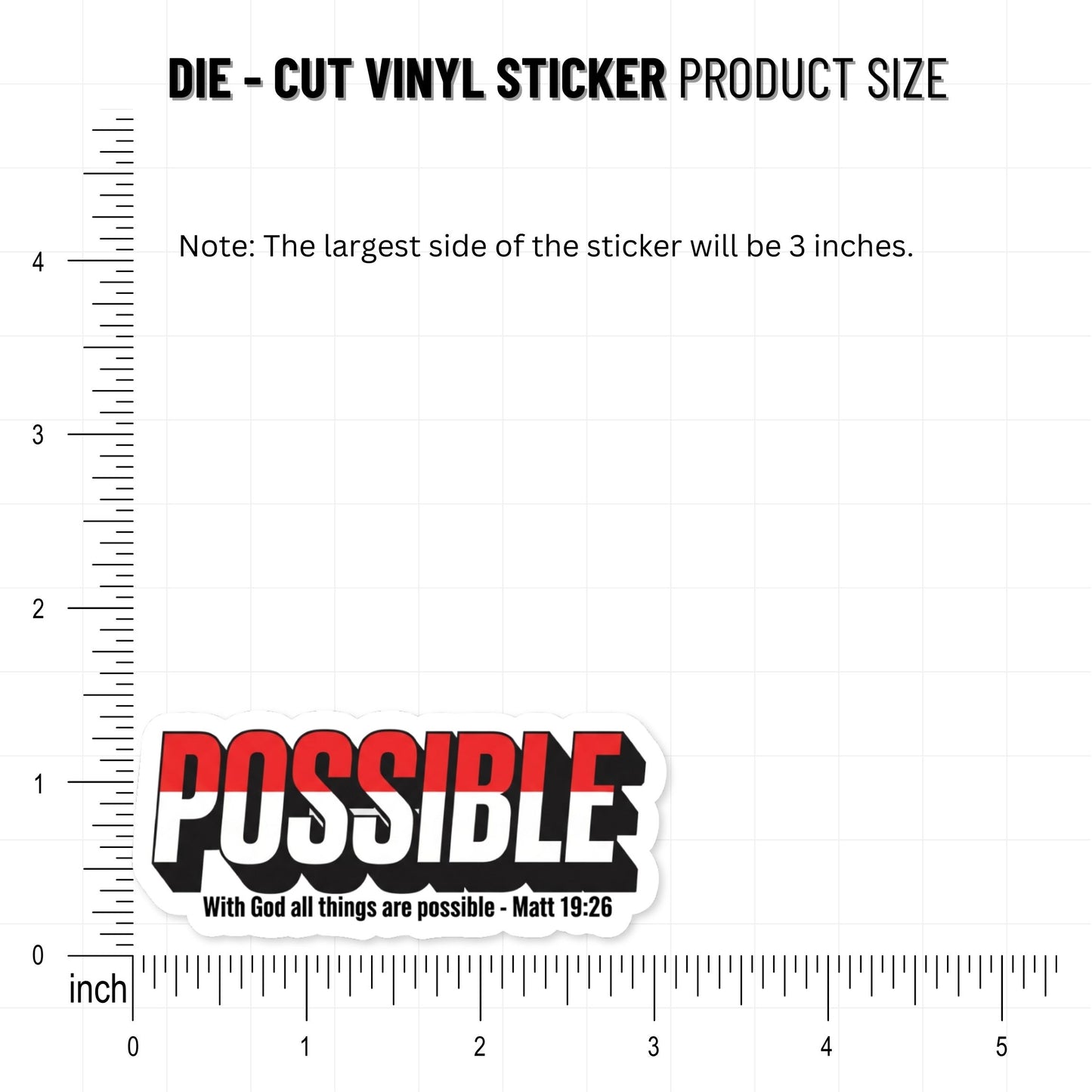 Christian Bible Verse Sticker Matthew 19:26 3D Typography Decal