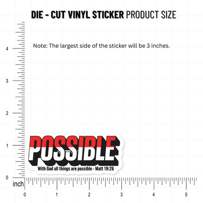 Christian Bible Verse Sticker Matthew 19:26 3D Typography Decal