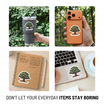 Job 8:7 Bible Verse Sticker - Aesthetic Acorn and Oak Tree Design