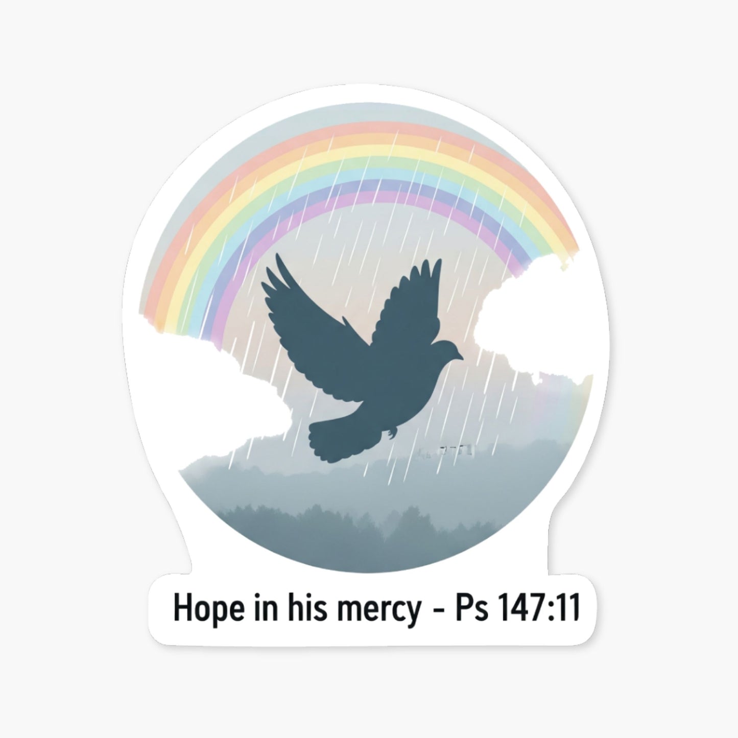 Hope in His Mercy Ps 147:11 Christian Faith Sticker - Soft Rainbow
