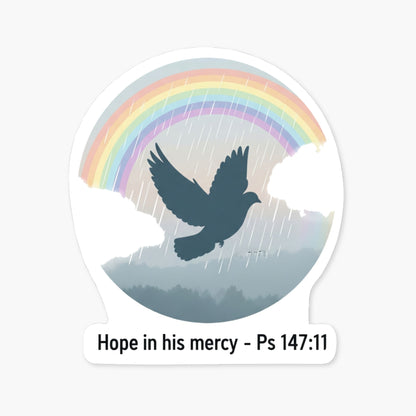 Hope in His Mercy Ps 147:11 Christian Faith Sticker - Soft Rainbow