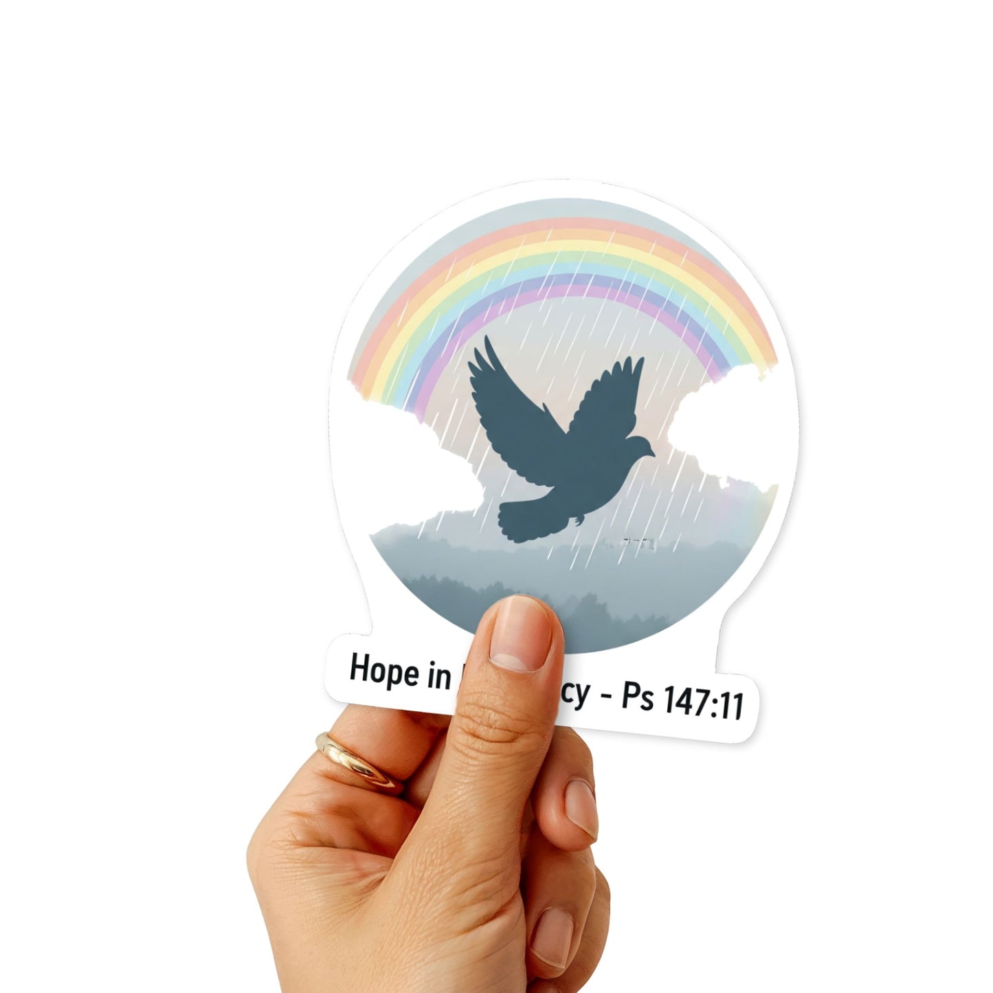 Hope in His Mercy Ps 147:11 Christian Faith Sticker - Soft Rainbow