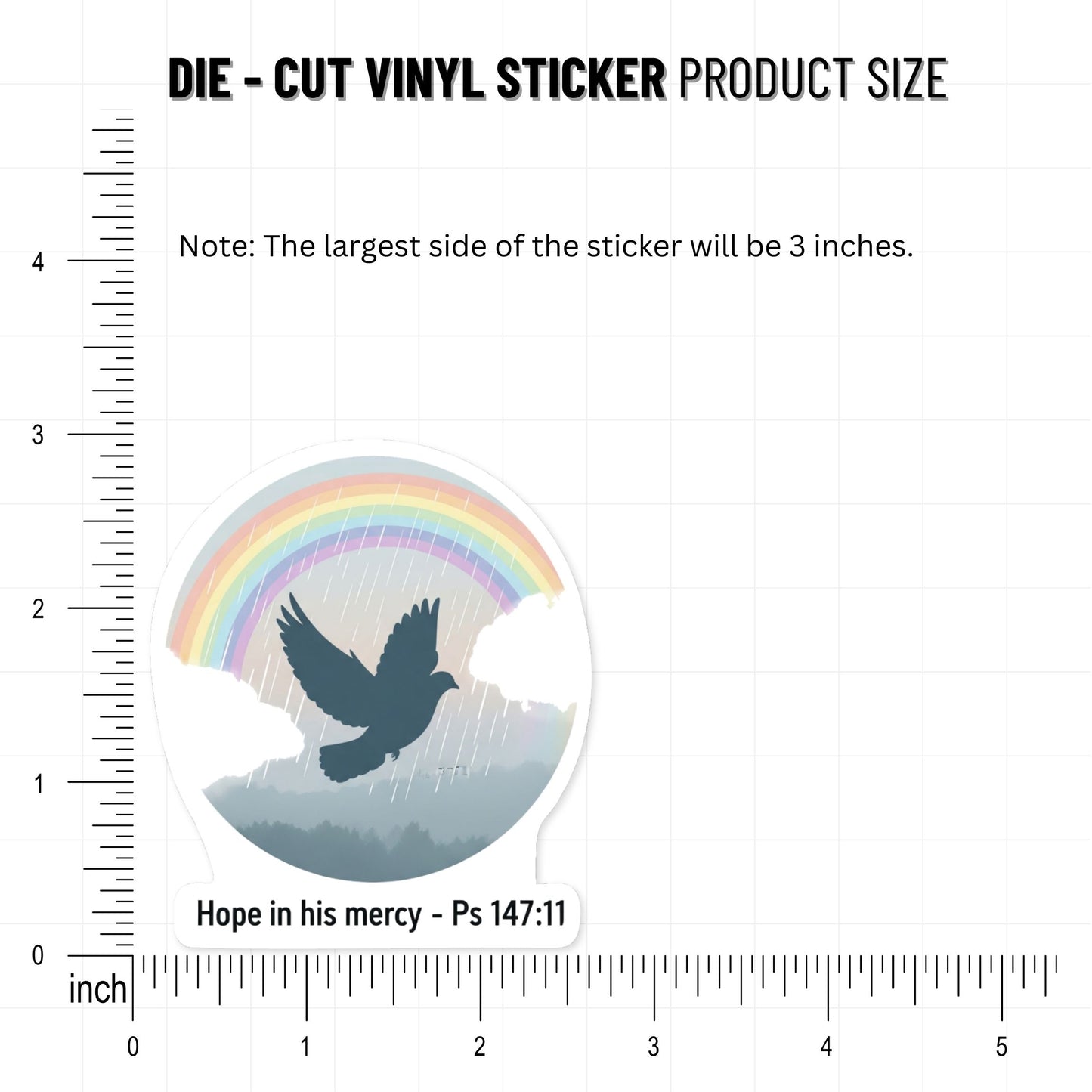 Hope in His Mercy Ps 147:11 Christian Faith Sticker - Soft Rainbow