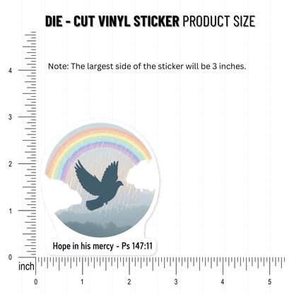 Hope in His Mercy Ps 147:11 Christian Faith Sticker - Soft Rainbow