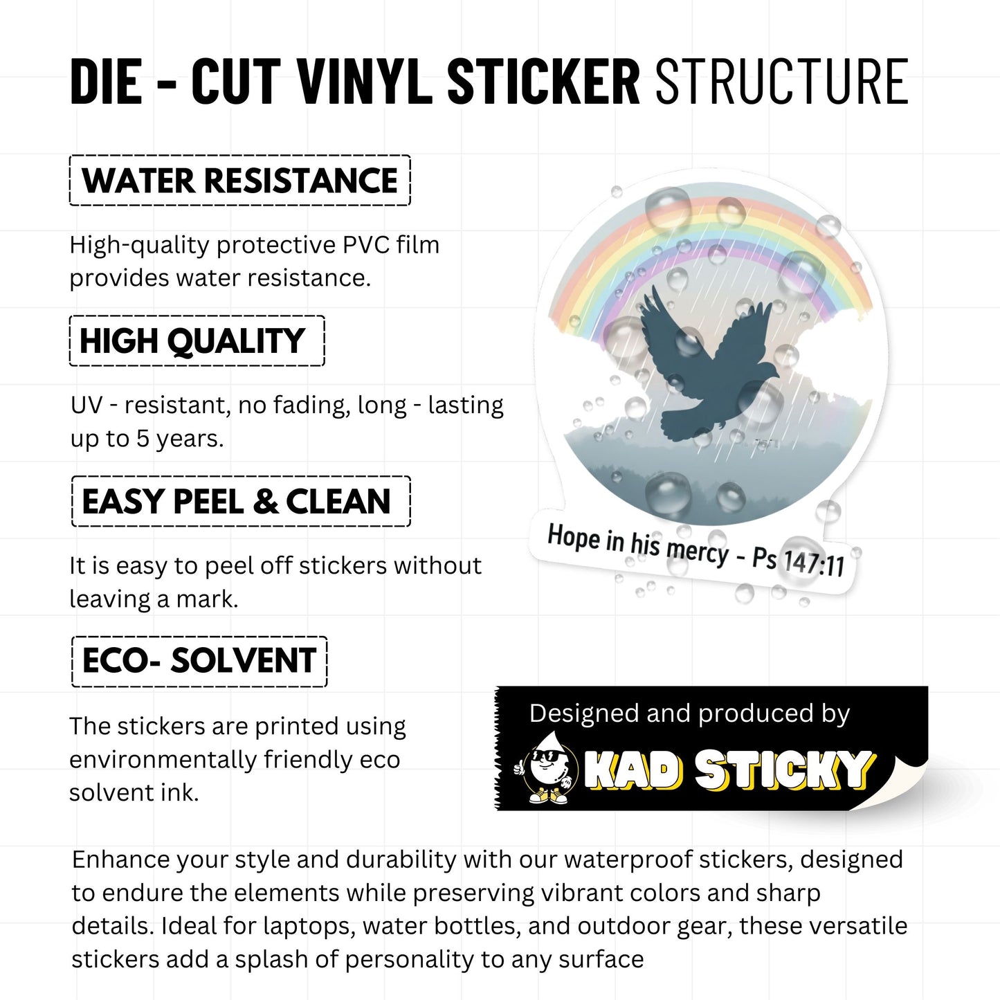 Hope in His Mercy Ps 147:11 Christian Faith Sticker - Soft Rainbow