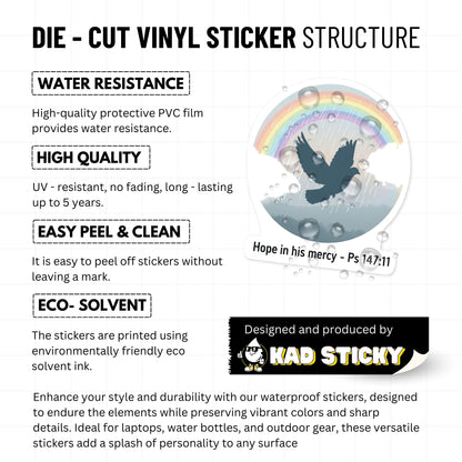 Hope in His Mercy Ps 147:11 Christian Faith Sticker - Soft Rainbow