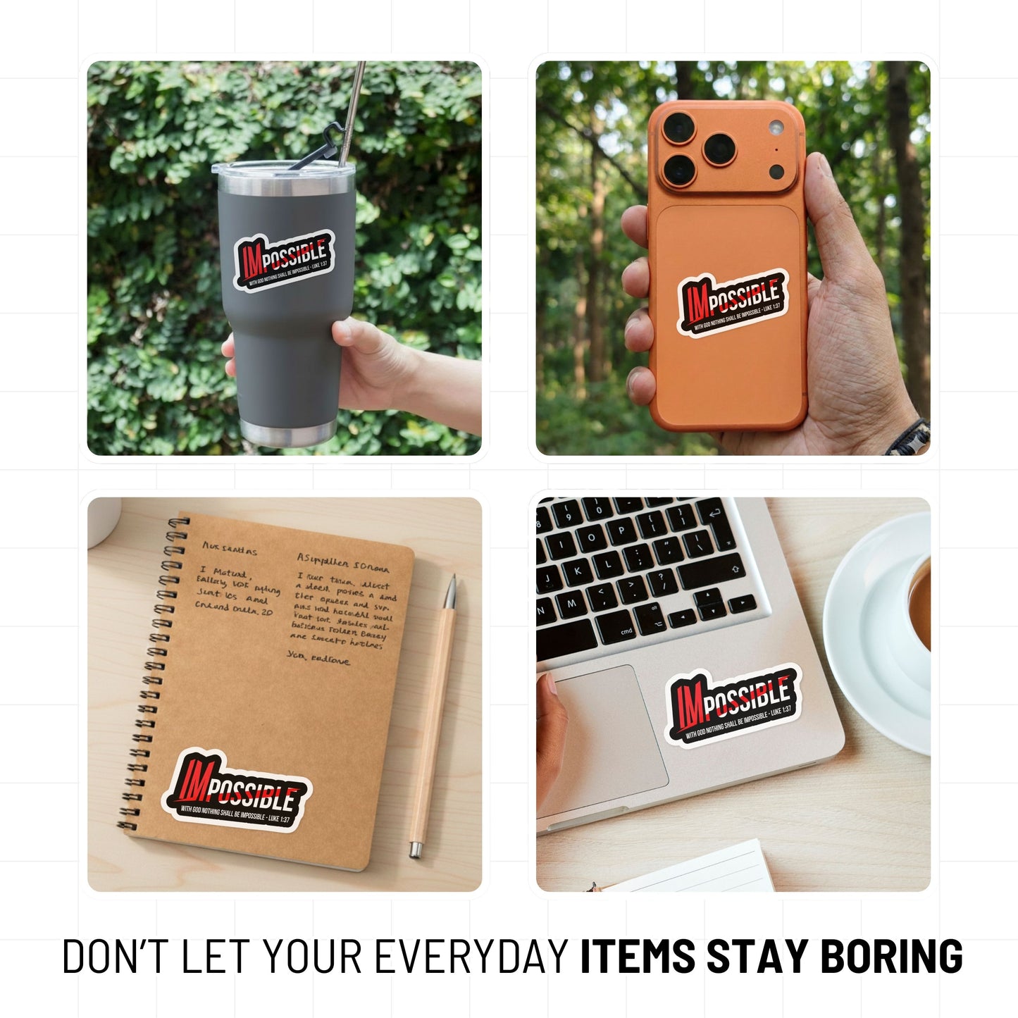 Christian Faith Sticker - Luke 1:37 Impossible Vinyl Decal