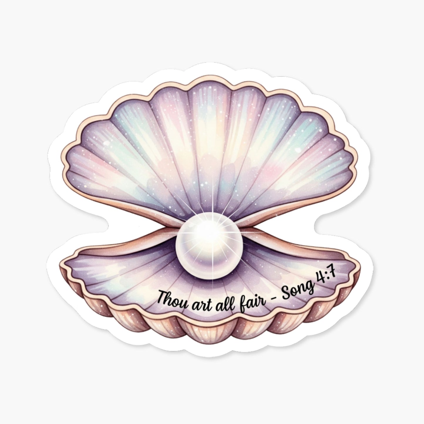 Christian Bible Verse Sticker - Thou Art All Fair Iridescent Pearl