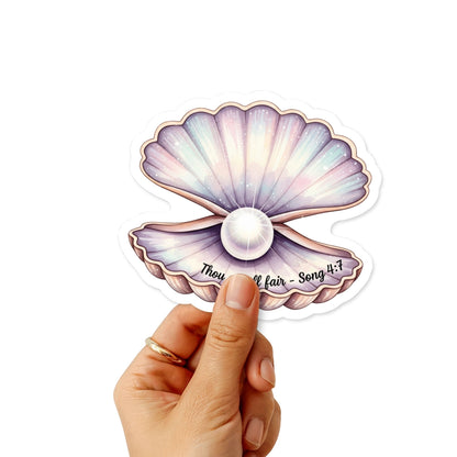 Christian Bible Verse Sticker - Thou Art All Fair Iridescent Pearl