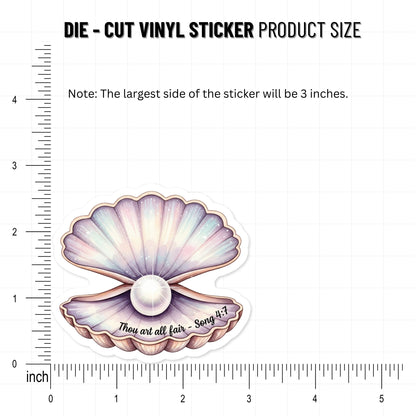 Christian Bible Verse Sticker - Thou Art All Fair Iridescent Pearl