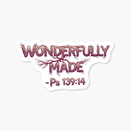 Wonderfully Made Psalm 139:14 Christian Faith Sticker - Waterproof