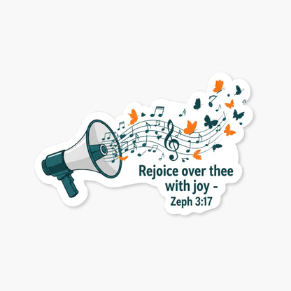 Zephaniah 3:17 Christian Faith Sticker - Rejoice Retro Aesthetic