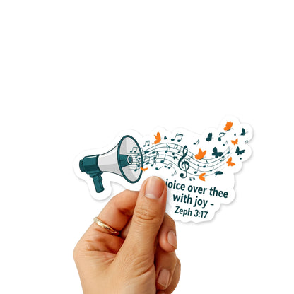 Zephaniah 3:17 Christian Faith Sticker - Rejoice Retro Aesthetic
