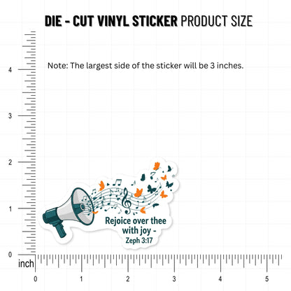 Zephaniah 3:17 Christian Faith Sticker - Rejoice Retro Aesthetic