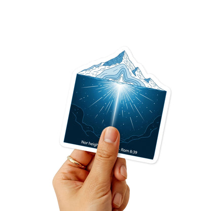 Romans 8:39 Sticker - Mountain & Sea Minimalist Bible Verse Decal