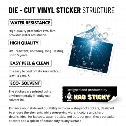 Romans 8:39 Sticker - Mountain & Sea Minimalist Bible Verse Decal