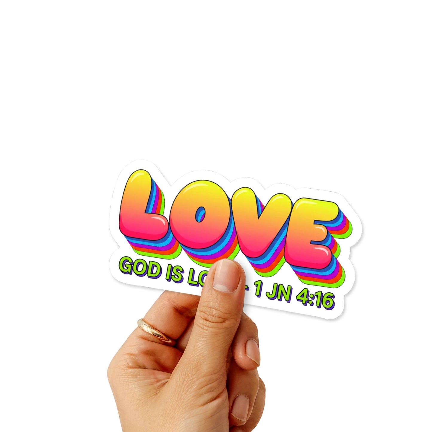 Christian Faith Sticker - God Is Love 1 John 4:16 Y2K Bubble Art